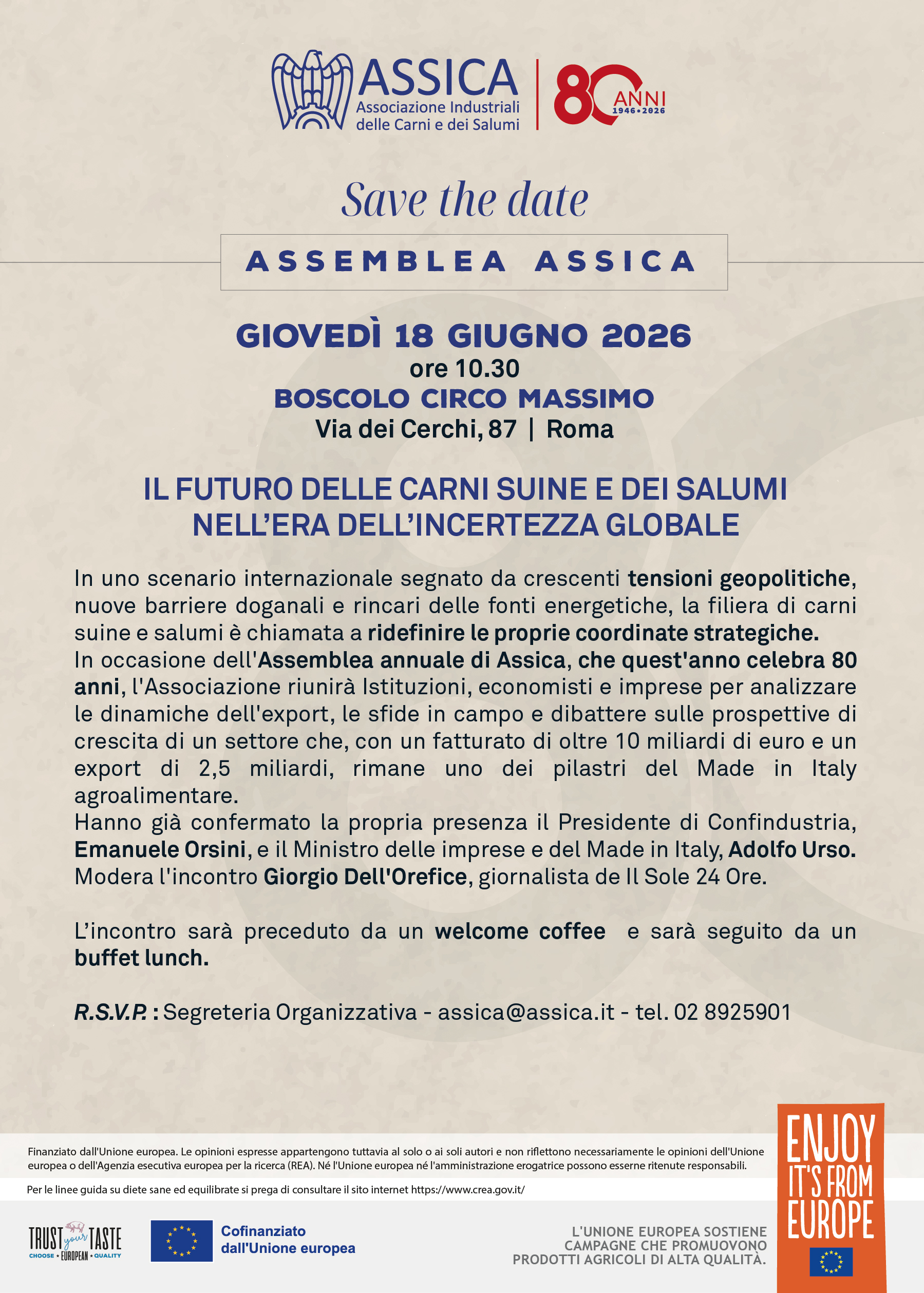 Assemblea Annuale ASSICA  2026 - Il futuro delle carni suine e dei salumi nell’era dell’incertezza globale